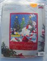 VINTAGE 1996 Bucilla Card Holder Christmas At North Pole Wall Hanging Felt Applique Kit #83428