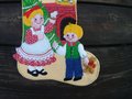 New BUCILLA Finished Stocking Kit VINTAGE 1990's Old Fashion Christmas Felt Stocking #82071 Kids Fireplace Santa Claus Pine Tree