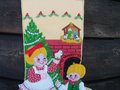 New BUCILLA Finished Stocking Kit VINTAGE 1990's Old Fashion Christmas Felt Stocking #82071 Kids Fireplace Santa Claus Pine Tree