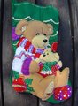 Finished Christmas Stocking TEDDY BEAR Dimensions Feltworks From Kit 8115 Baby Bear Gifts Presents Sweater Applique Felt Completed!