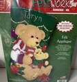 Finished Christmas Stocking TEDDY BEAR Dimensions Feltworks From Kit 8115 Baby Bear Gifts Presents Sweater Applique Felt Completed!
