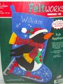 SKATING PENGUIN FINISHED Christmas Stocking Dimensions Feltworks From Kit 8123 Snow Ice Birds Applique Felt Completed!