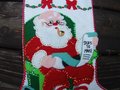 Handmade FINISHED Bucilla Kit He's Making A List - Christmas Felt Applique Holiday Stocking Kit 48974 Santa Mrs Claus Tree Ornaments