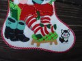 Handmade FINISHED Bucilla Kit He's Making A List - Christmas Felt Applique Holiday Stocking Kit 48974 Santa Mrs Claus Tree Ornaments