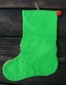 RARE 1950's FINISHED Bucilla Felt Christmas Stocking Santa and Bicycle Kit 2821 Santa Claus Sequins Beads Bell Rare Vintage Stocking
