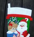 Christmas Stocking Finished Bucilla Kit Claus' Anniversary Stocking FINISHED Felt Holiday Decor Retro Christmas Santa Claus
