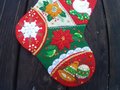 Christmas Stocking Bucilla HANDMADE Elegant Patchwork Holiday Stocking Embroidered Stocking, Stockings With Name, Finished Stockings