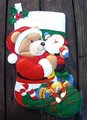 KIT Christmas Stocking HANDMADE Bucilla Teddy's Christmas Felt Stocking From Kit #84252 Vintage Christmas Decor Santa Claus Retro