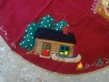 Vintage 2000 FINISHED Handmade BUCILLA Santa's Lodge Tree Skirt Tablecloth 84276 Camping Holiday Decor Retro Christmas Gift Idea