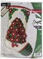 Christmas Stockings, HANDMADE Bucilla Poinsettia Christmas Tree Stocking, Stockings with Name, Personalized Stockings, Finished Bucilla Kit