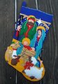 Christmas Stocking Vintage 90's HANDMADE Finished Dimensions Nativity HOLY FAMILY Baby Jesus Mary Joseph Religious Stocking
