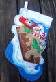 New HANDMADE Winter SLEDDING BEARS Finished Felt Kit Christmas Stocking Design Works 5085 Holiday Decor Custom Stocking