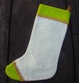Rare Vintage 1960's Christmas Stocking, Handmade FELT ORIGINALS Stocking, Wreath in Green Holiday Stocking, Custom Stocking