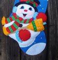 HANDMADE Finished Felt Kit SNOWMAN with BROOM Finished Felt Christmas Stocking Design Works 5055 Holiday Custom Stocking