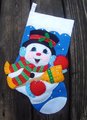 HANDMADE Finished Felt Kit SNOWMAN with BROOM Finished Felt Christmas Stocking Design Works 5055 Holiday Custom Stocking