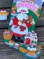 Christmas Stocking, Finished Bucilla Kit, Handmade Santa's Sweet Shop, Holiday Stocking, ORIGINAL Bucilla Kit 86181, Felt, Beads, Sequins,