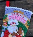 Christmas Stocking, Finished Bucilla Kit, Handmade Santa's Sweet Shop, Holiday Stocking, ORIGINAL Bucilla Kit 86181, Felt, Beads, Sequins,