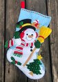 Finished Christmas Stocking BUCILLA Snowman With Broom Festive Holiday Fireplace Holiday Wall Art Custom Decor Family Gift