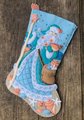 Christmas Stocking, Handmade Bucilla Seashore Santa, Fully Lined, Finished Holiday Home Decor Nautical Holiday Gift Idea