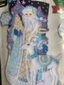 Custom Christmas Stockings Winter Wonderland Santa Claus & Reindeer Handmade Finished Bucilla Stocking