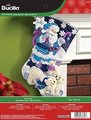 New Christmas Stocking Handmade ARCTIC SANTA Embroidered Stocking Finished Bucilla Kit Felt Winter Art Decor Polar Bears