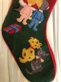 Christmas Stockings, Vintage Jumbo Bucilla Handmade Needlepoint Holiday Stocking, WE SAW SANTA Holiday Decor Norman Nodel Design