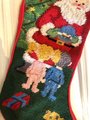 Christmas Stockings, Vintage Jumbo Bucilla Handmade Needlepoint Holiday Stocking, WE SAW SANTA Holiday Decor Norman Nodel Design