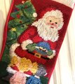 Christmas Stockings, Vintage Jumbo Bucilla Handmade Needlepoint Holiday Stocking, WE SAW SANTA Holiday Decor Norman Nodel Design
