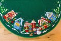 Handmade LINED Tree Skirt, Finished Bucilla CHRISTMAS VILLAGE Tree Skirt, Table Cover #83980 Handmade Trees Houses Winter Village