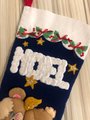 Retro Christmas Stocking, Handmade Vintage BUCILLA, DREAMING TEDDY Holiday Stocking, Stockings with Name, Stocking for Kids