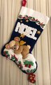 Retro Christmas Stocking, Handmade Vintage BUCILLA, DREAMING TEDDY Holiday Stocking, Stockings with Name, Stocking for Kids