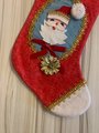 Handmade Christmas Stocking FELT ORIGINALS Santa in Red STOCKING Wreath Vintage Fully Lined Stocking Retro Wall Decor