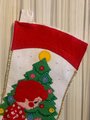 Vintage Christmas Stocking 1960's Handmade Felt Holiday Stocking Girl W/ Sold Puppy Dog Christmas Tree Custom Stockings Wall Art Deco