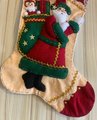 Finished Christmas Stocking, Bucilla Kit, Vintage 1980's Father Christmas Handmade, #82315 Woodland Animals, Candy Cane, Holiday Decor