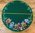 Handmade LINED Tree Skirt, Finished Bucilla CHRISTMAS VILLAGE Tree Skirt, Table Cover #83980 Handmade Trees Houses Winter Village
