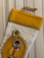 Rare Vintage 1960's Christmas Stocking, Handmade FELT ORIGINALS Stocking, Mouse in Deep Yellow Holiday Stocking, Custom Stocking