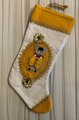 Rare Vintage 1960's Christmas Stocking, Handmade FELT ORIGINALS Stocking, Mouse in Deep Yellow Holiday Stocking, Custom Stocking