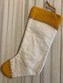 Rare Vintage 1960's Christmas Stocking, Handmade FELT ORIGINALS Stocking, Mouse in Deep Yellow Holiday Stocking, Custom Stocking
