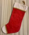 Handmade Christmas Stocking FELT ORIGINALS Santa in Red STOCKING Wreath Vintage Fully Lined Stocking Retro Wall Decor
