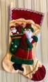 Finished Christmas Stocking, Bucilla Kit, Vintage 1980's Father Christmas Handmade, #82315 Woodland Animals, Candy Cane, Holiday Decor