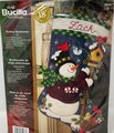 Christmas Stocking, Custom Stocking, Bucilla Folksy Snowman W Cardinals Holiday Stocking, Personalized Stocking, Embroidered Stocking