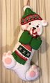 Christmas Stocking, Custom Stocking, Handmade Bucilla SNOW BEAR Holiday Stocking, 1980's Personalized Stocking, Teddy Bear Stocking