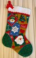 Handmade Christmas Stocking, Finished Bucilla Kit, Seasonal Patchwork Handmade, #85104, Santa Claus, Snowman, Christmas Tree,