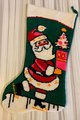 Christmas Stockings, Santa Claus Needlepoint Christmas Stocking, Vintage FINISHED Bucilla Kit #60300 Holiday Handmade Tapestry Needlework