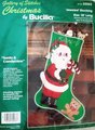 Christmas Stocking, Custom Stocking, Handmade Bucilla Santa & Candy Cane Jeweled Holiday Stocking, 1980's Personalized Stocking, 32263