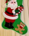 Christmas Stocking, Custom Stocking, Handmade Bucilla Santa & Candy Cane Jeweled Holiday Stocking, 1980's Personalized Stocking, 32263
