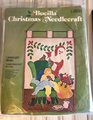 Vintage BUCILLA Christmas Eve Kit #2833 Santa Claus Window 1970's Retro DIY Jeweled Panel Wall Hanging Holiday DIY Craft Kit