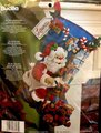 Family Stockings, Personalized Stockings, NEW Bucilla FINISHED In The Workshop Handmade Santa Claus Christmas Stocking Fireplace Decor