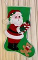 Christmas Stocking, Custom Stocking, Handmade Bucilla Santa & Candy Cane Jeweled Holiday Stocking, 1980's Personalized Stocking, 32263