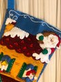 Handmade Custom Stocking, Bucilla VICTORIAN HOUSE Santa Claus Felt Holiday Stocking Christmas Stockings Fireplace Decor Christmas Socks